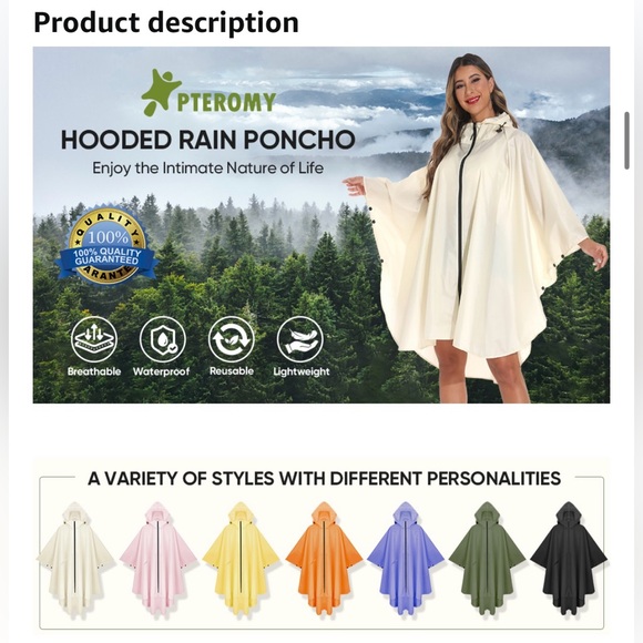 AMAZON Unisex Oversized Big Lightweight Foldable Yellow Waterproof Raincoat Zip - Picture 9 of 15